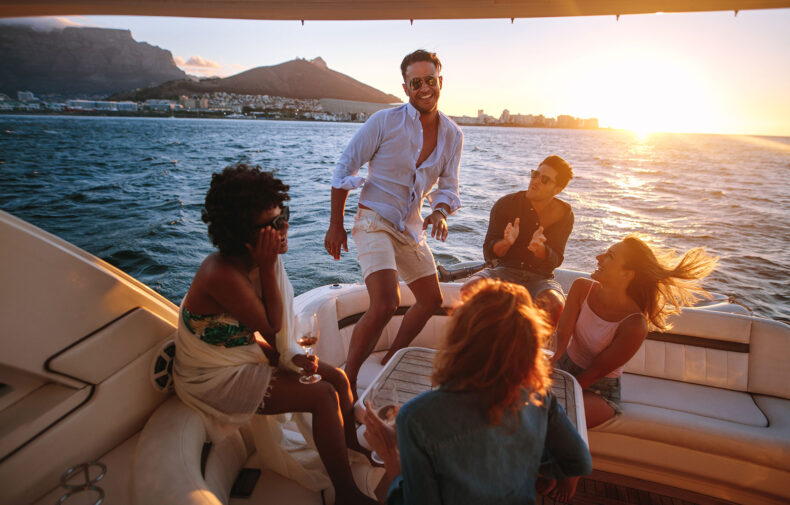 boat charter group partying on lake pleasant