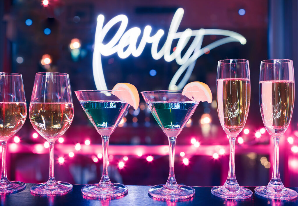 Celebratory drinks at a bachelorette party
