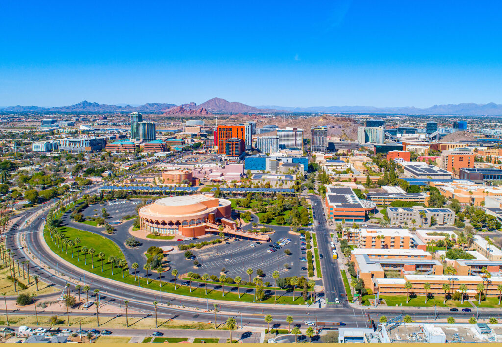 birds-eye view of Tempe, AZ