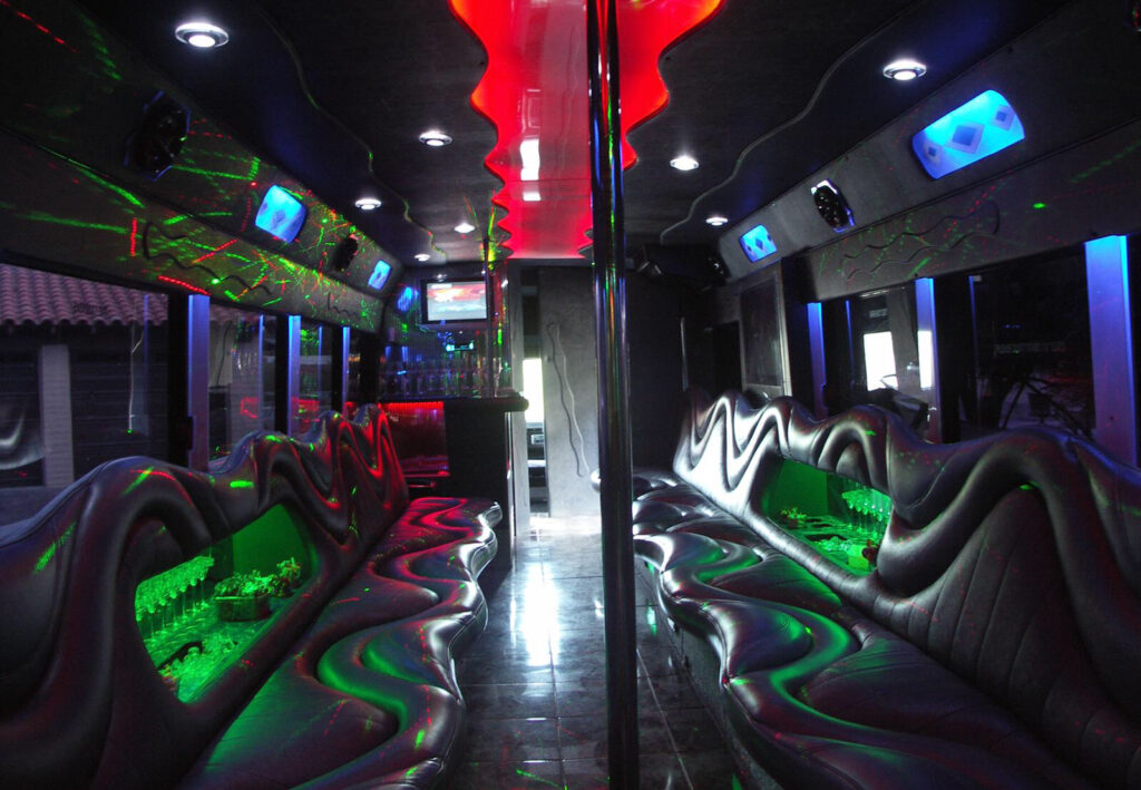 33-passenger party bus with dance pole