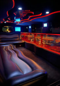 leather seating Hummer limo with drinks bar and party lights