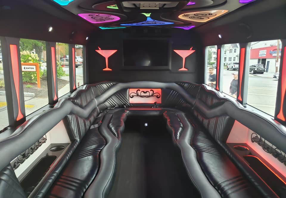 24-passenger Martini party bus interior