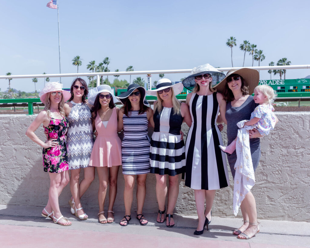 Women in cute hats at the Kentucky Derby party at Turf Paradise