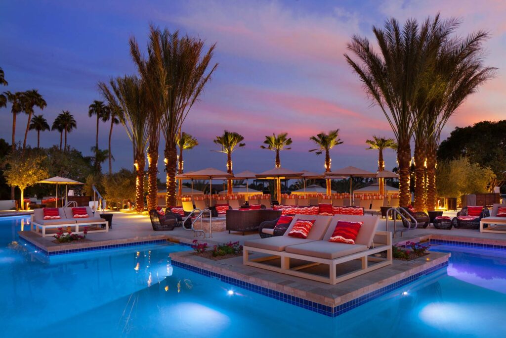 Pool side lounges at the Phoenician