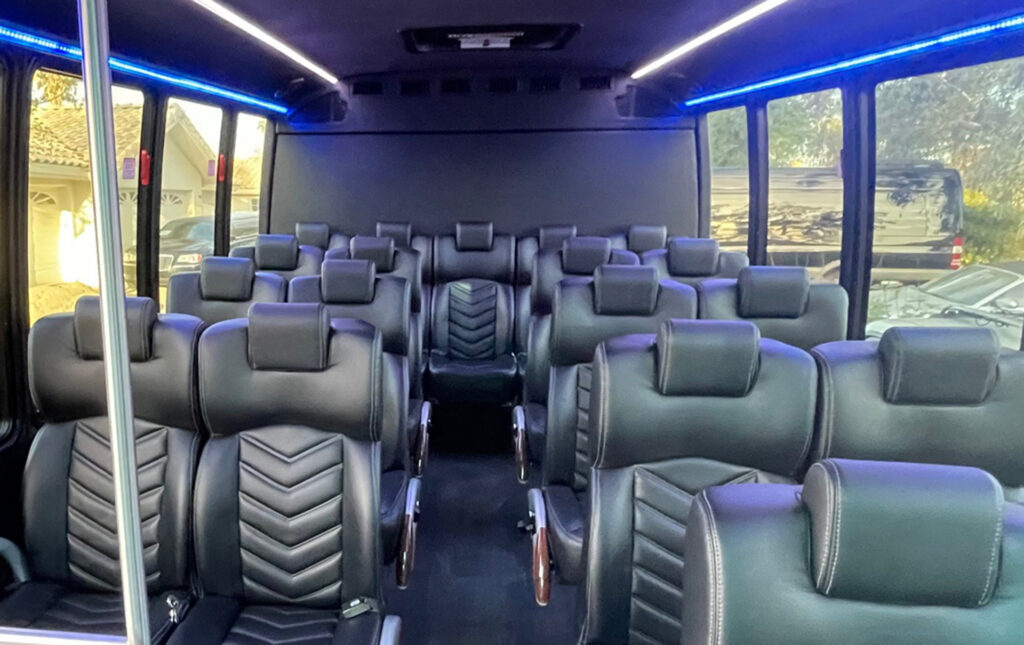 20 passenger executive coach bus rental with leather seats