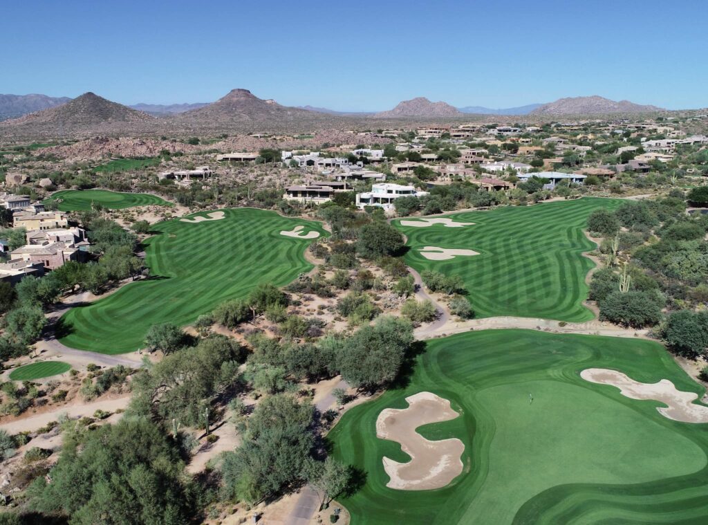 Birds eye view of Troon North golf course - one of the best and most popular golf courses in Scottsdale 